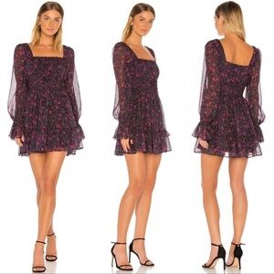 Divine Heritage Square Neck Ditzy Floral Print Boho Babydoll Mini Dress Size XS